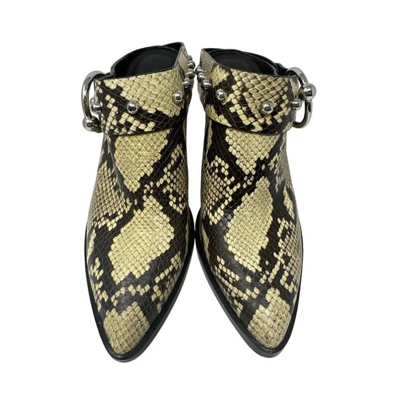 Rebecca Minkoff Sallest Too Studded Mule Bootie Snake Leather Studded Size 7M - Picture 2 of 8
